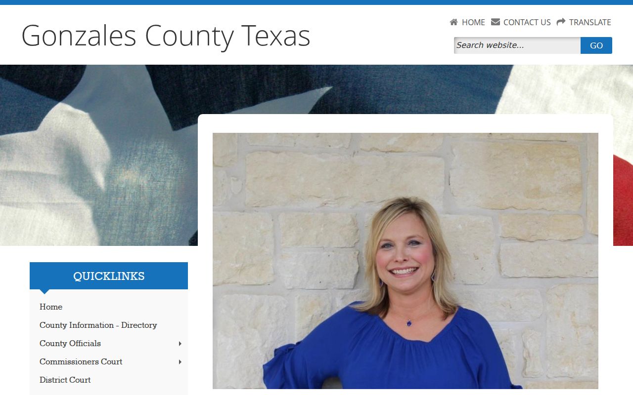 Gonzales County warrant records: County Clerk public records contact page