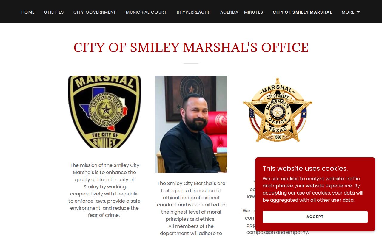 Smiley warrant records: official City Marshal contact page
